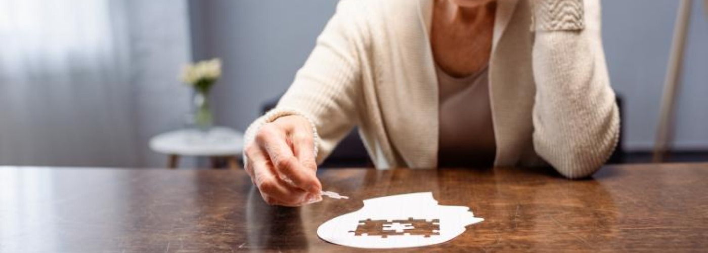Female trying simple puzzle